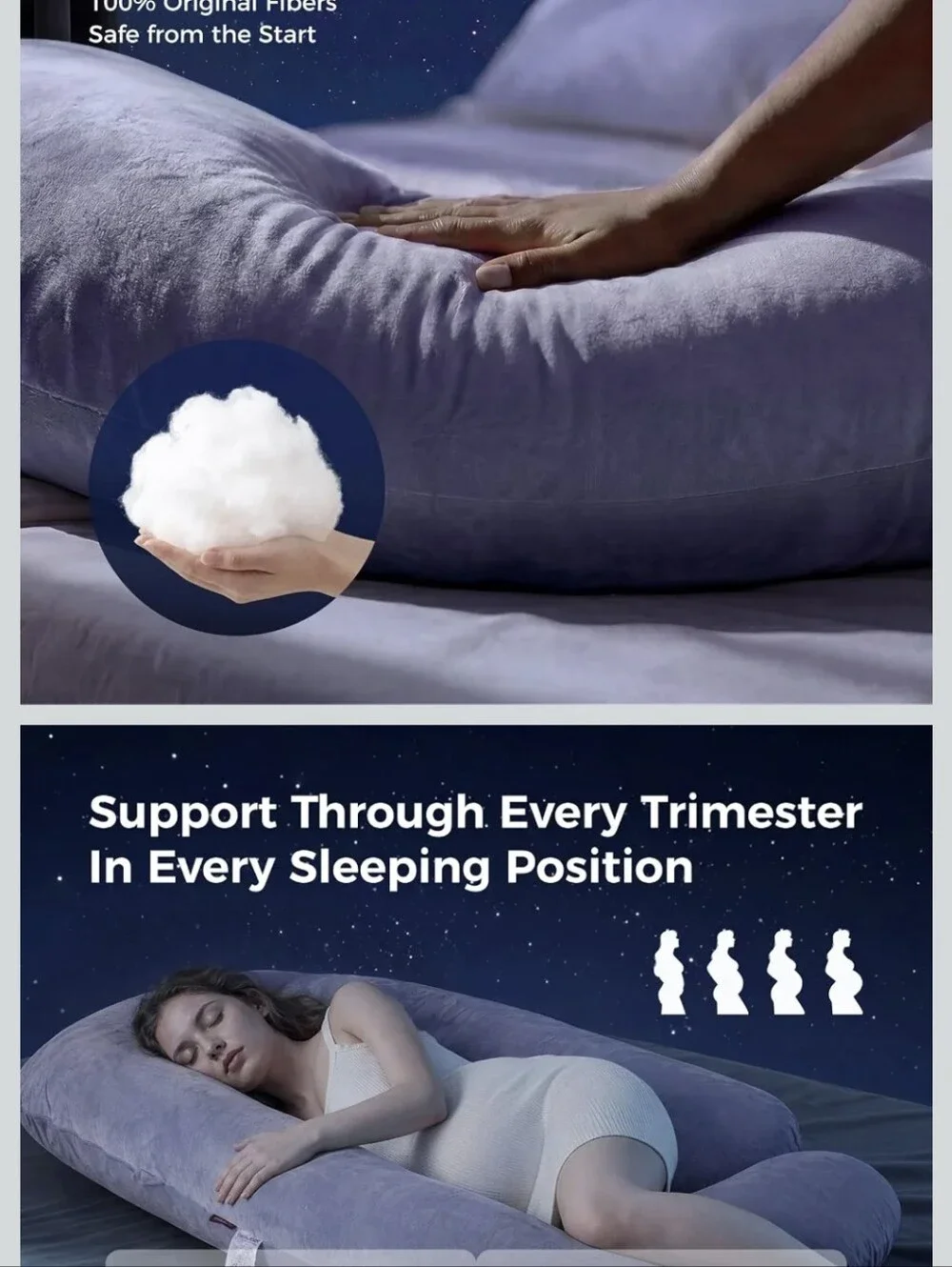 Pregnancy Pillow for Sleeping - U Shaped Full Body Maternity Pillow Gray